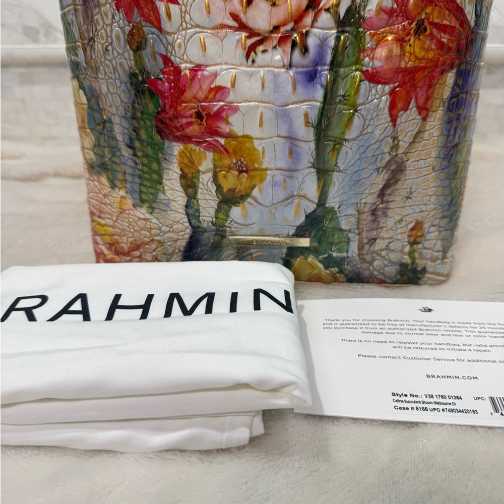 Brahmin Floral Multicolor Croc-Embossed Shoulder Bag - Picture 8 of 10
